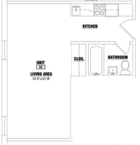 Floor plan for studio, 1 bath, 352 sqft